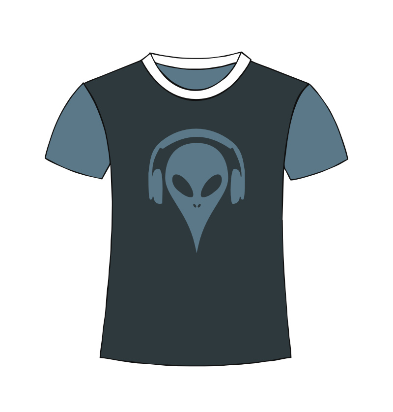 Alien with Headphones Comic Style Design| Cool Alien Shirt Shop | Extraterrestrial Alien & UFO Designs - New Alien T-Shirts | www.alien-shirt.com